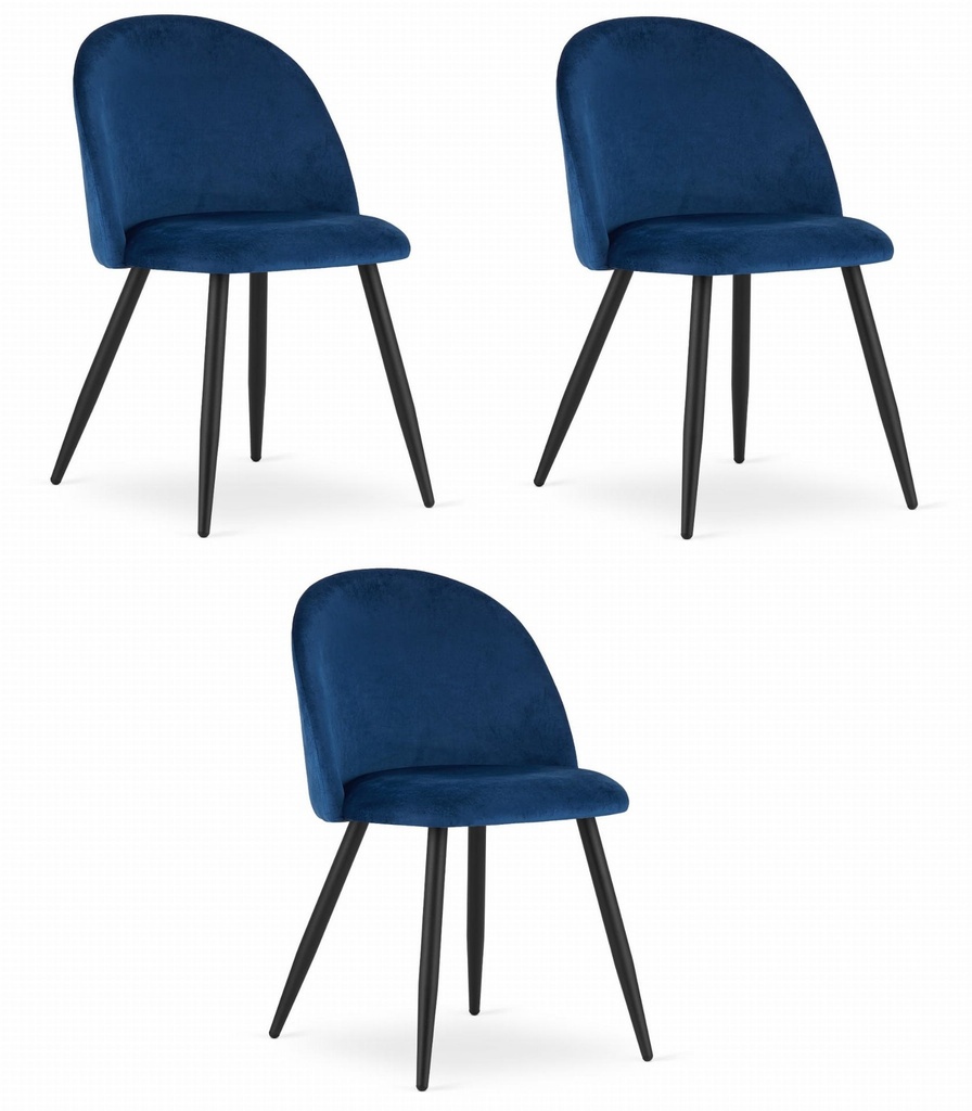 BELLO Stuhl – marineblauer Samt / schwarze Beine x 3