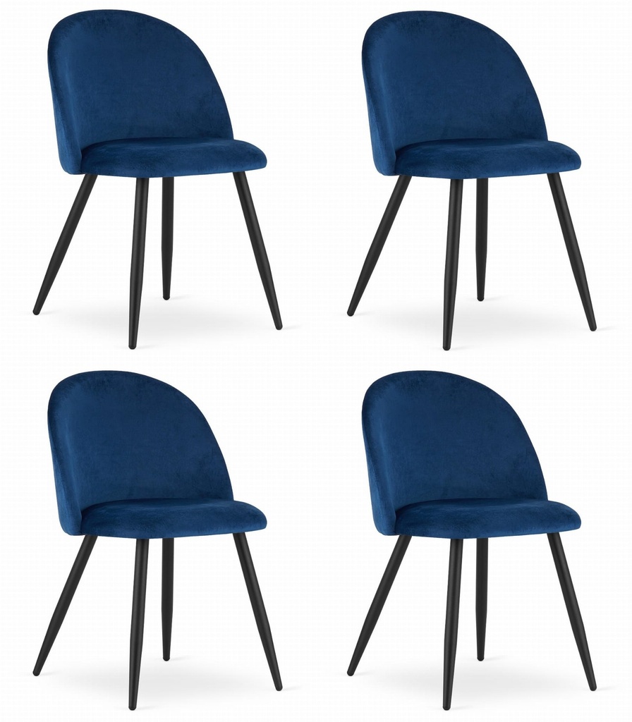 BELLO Stuhl – marineblauer Samt / schwarze Beine x 4