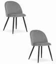 BELLO Stuhl – hellgrauer Samt / schwarze Beine x 2