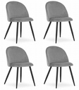 BELLO Stuhl – hellgrauer Samt / schwarze Beine x 4