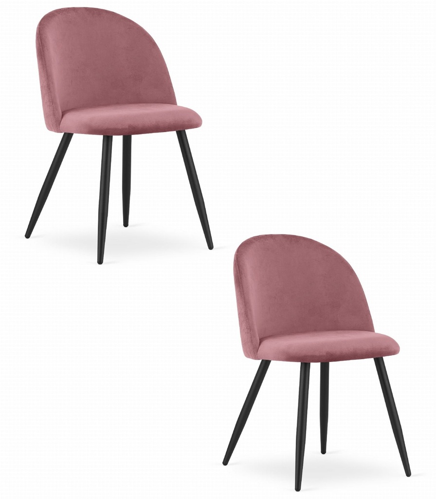 BELLO Stuhl – dunkelrosa Samt / schwarze Beine x 2