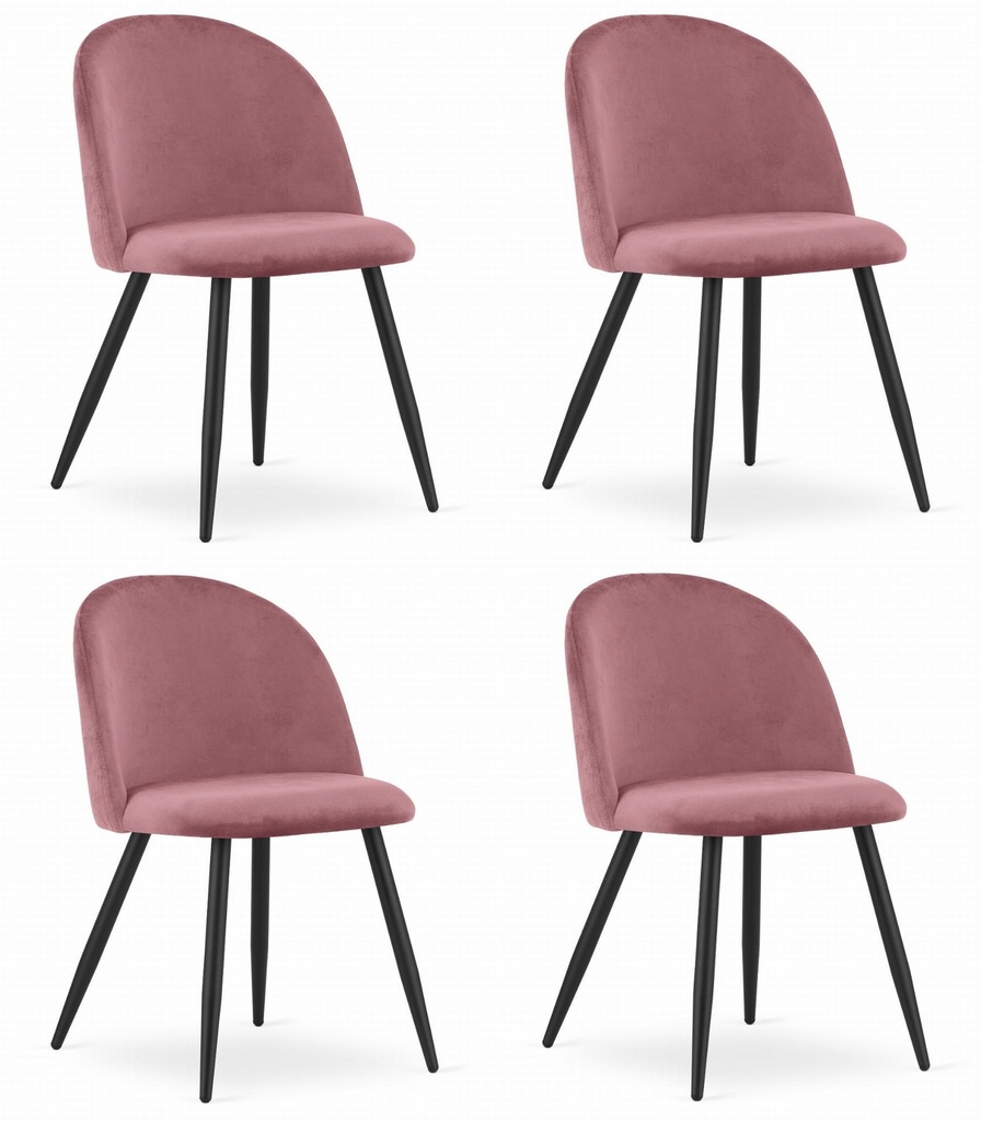 BELLO Stuhl – dunkelrosa Samt / schwarze Beine x 4