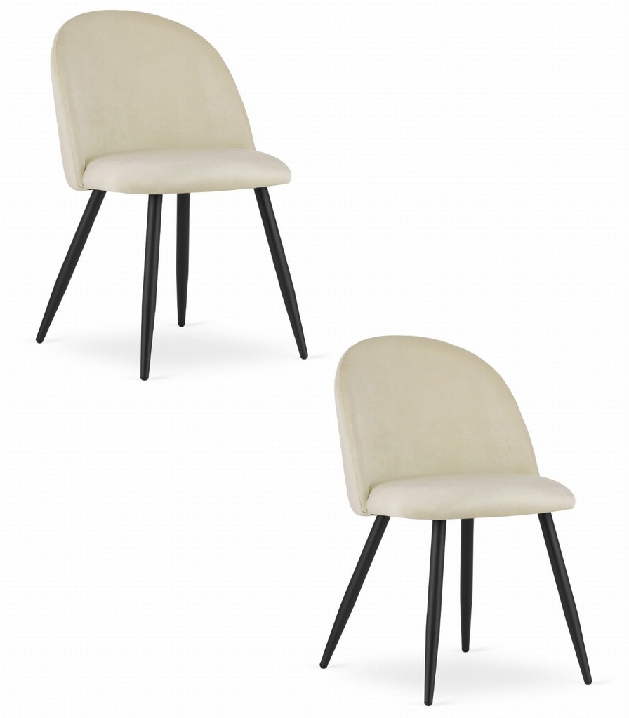 BELLO Stuhl – beige Samt / schwarze Beine x 2
