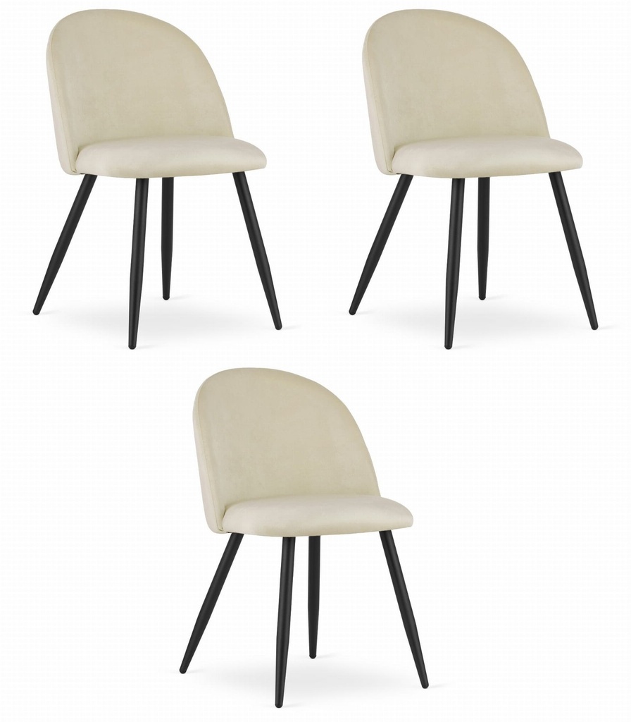BELLO Stuhl – beige Samt / schwarze Beine x 3
