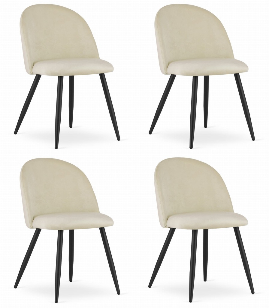 BELLO Stuhl – beige Samt / schwarze Beine x 4