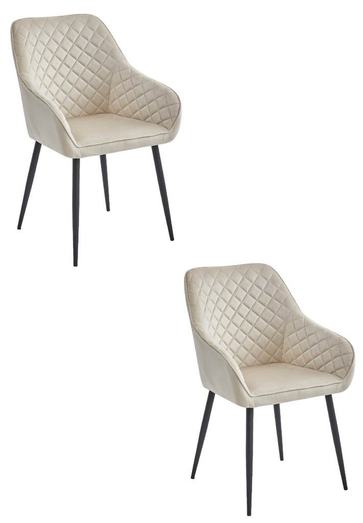 NUGAT Stuhl – beige Samt / schwarze Beine x 2