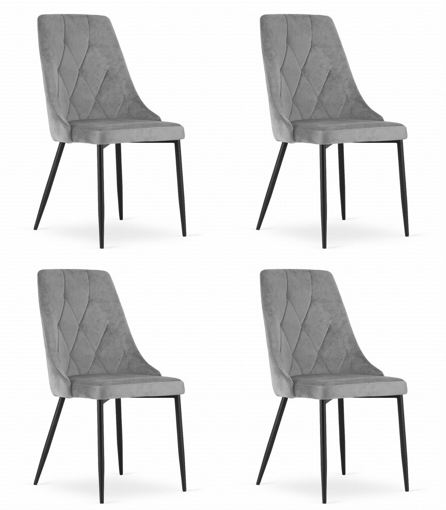 IMOLA Stuhl – hellgrauer Samt x 4