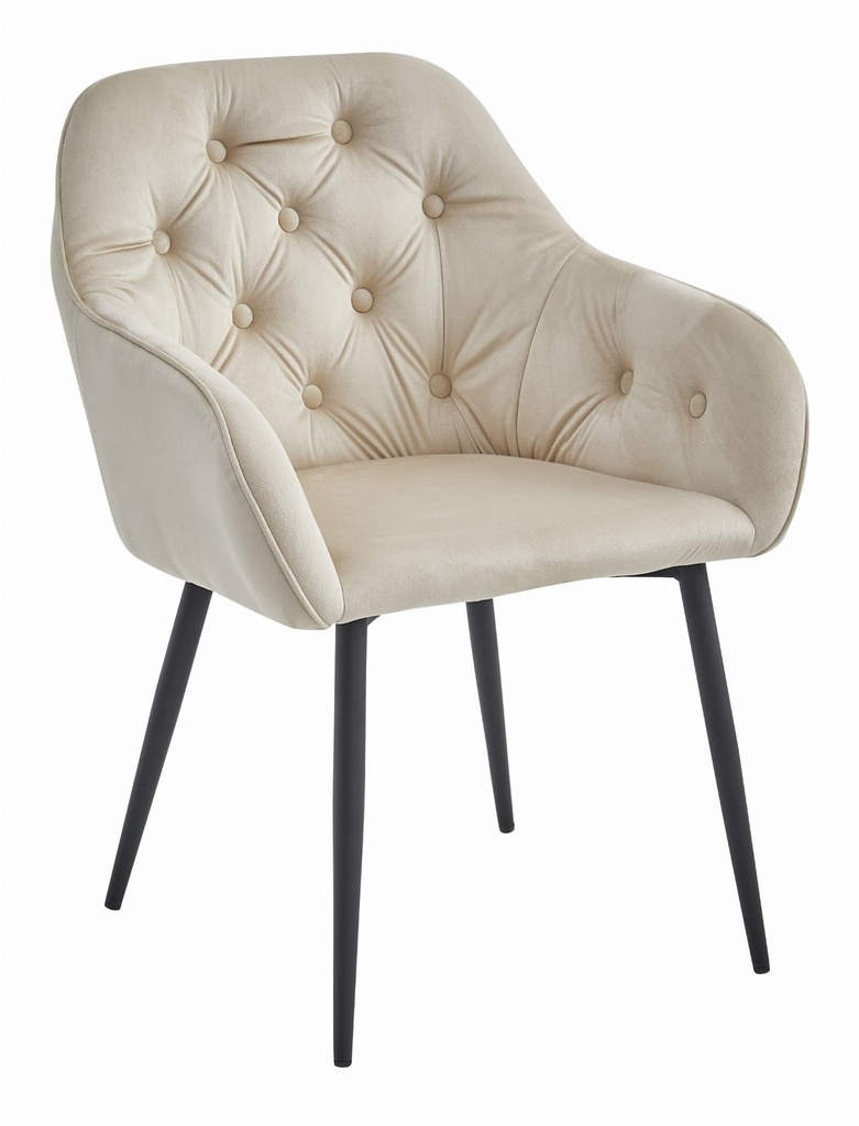 FORIO Stuhl – beige Samt / schwarze Beine x 1