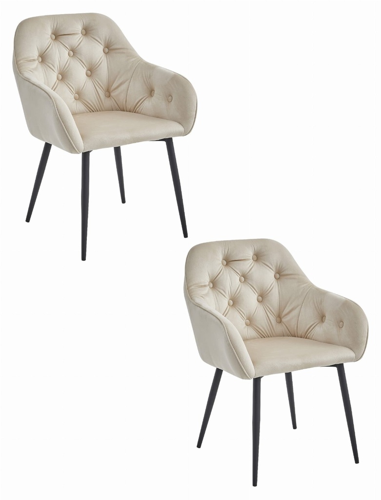FORIO Stuhl – beige Samt / schwarze Beine x 2