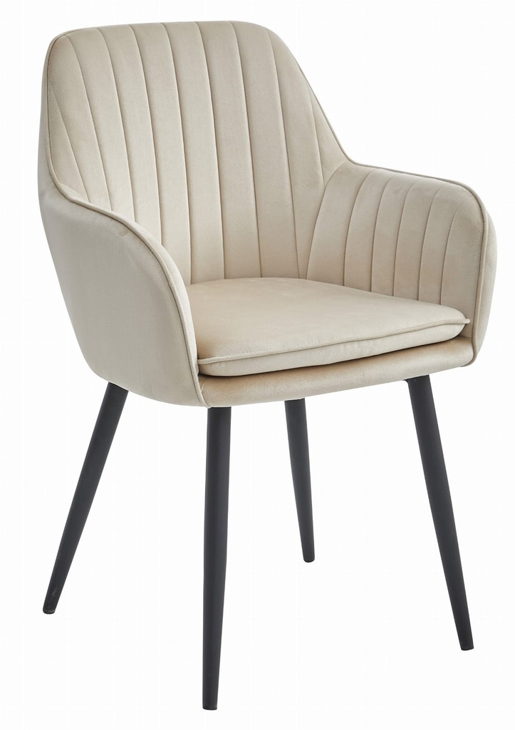 LUGO Stuhl – beige Samt / schwarze Beine x 1