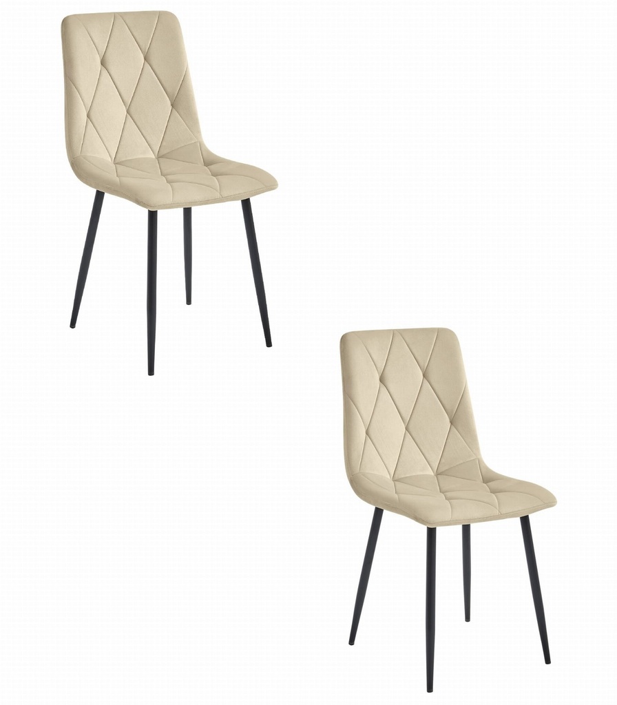 LIBRA Stuhl – hellbeiger Samt / schwarze Beine x 2