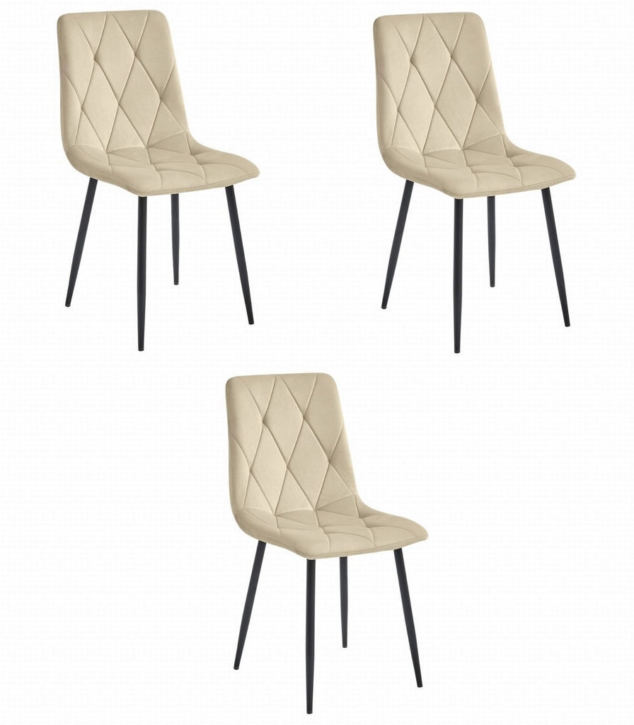 LIBRA Stuhl – hellbeiger Samt / schwarze Beine x 3