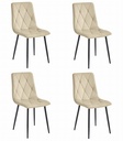 LIBRA Stuhl – hellbeiger Samt / schwarze Beine x 4