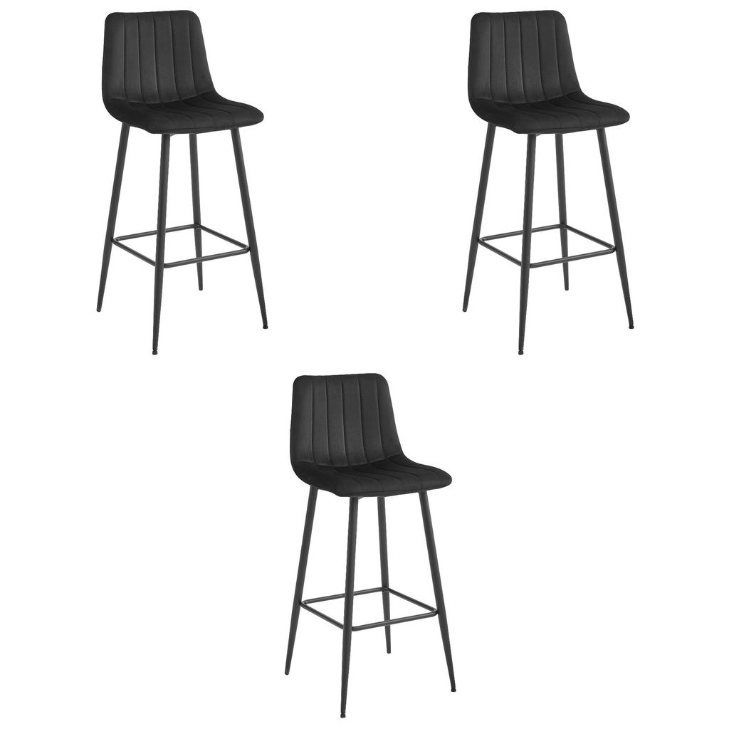 [model_3856_3-POZZA-MARY87] POZZA Hocker – schwarzer Samt / schwarze Beine x 3