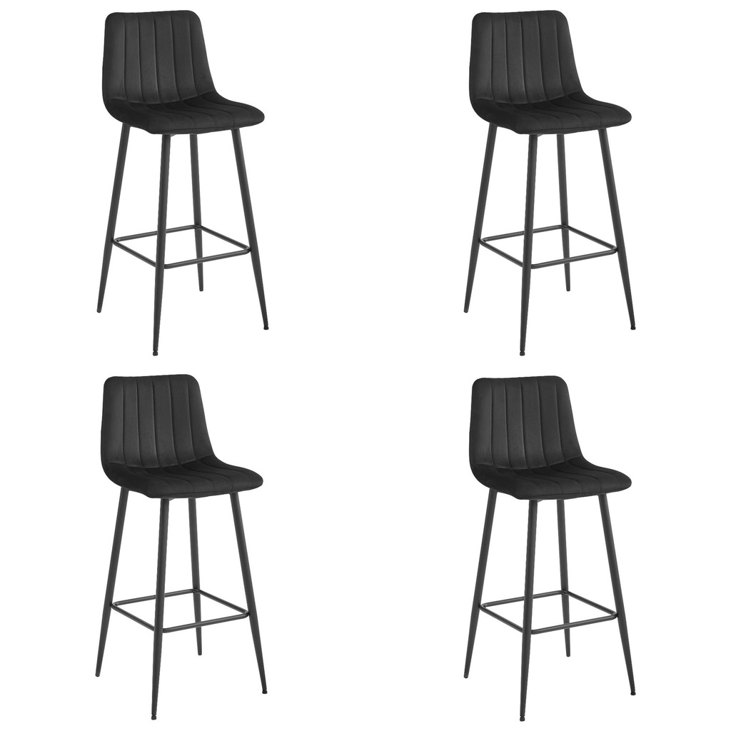 [model_3856_4-POZZA-MARY87] POZZA Hocker – schwarzer Samt / schwarze Beine x 4