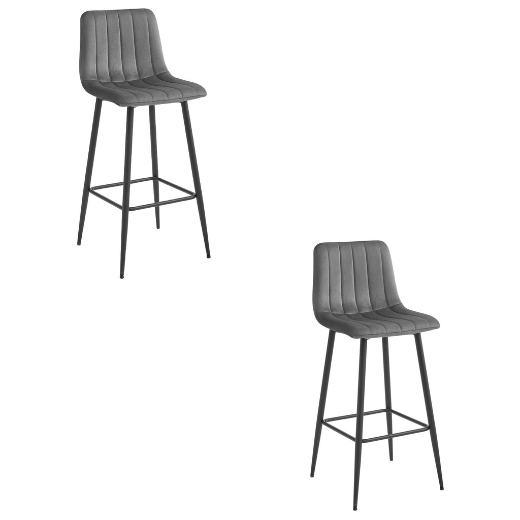[model_3857_2-POZZA-MARY87] POZZA Hocker – dunkelgrauer Samt / schwarze Beine x 2