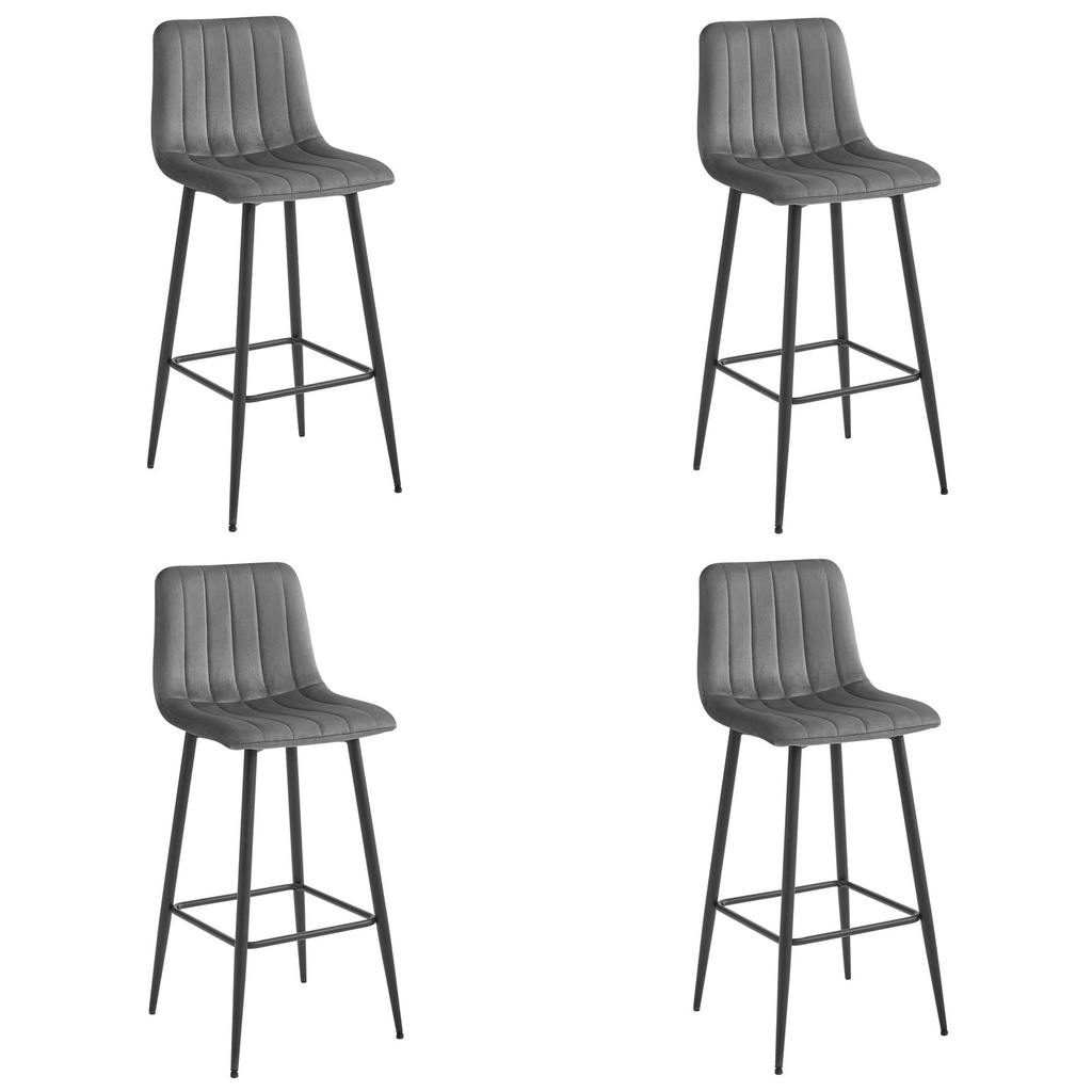 [model_3857_4-POZZA-MARY87] POZZA Hocker – dunkelgrauer Samt / schwarze Beine x 4
