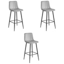 POZZA Hocker – silbergrauer Samt / schwarze Beine x 3