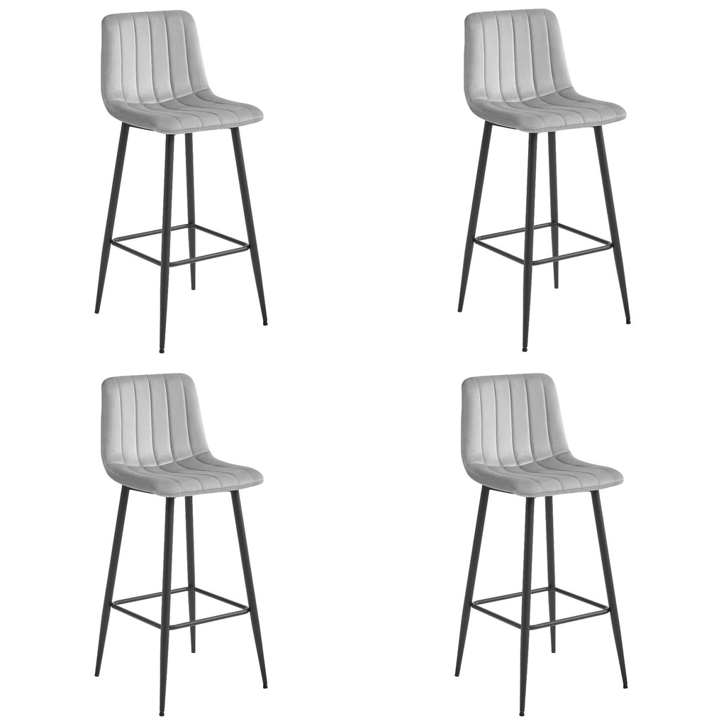 [model_3858_4-POZZA-MARY87] POZZA Hocker – silbergrauer Samt / schwarze Beine x 4