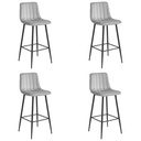 POZZA Hocker – silbergrauer Samt / schwarze Beine x 4