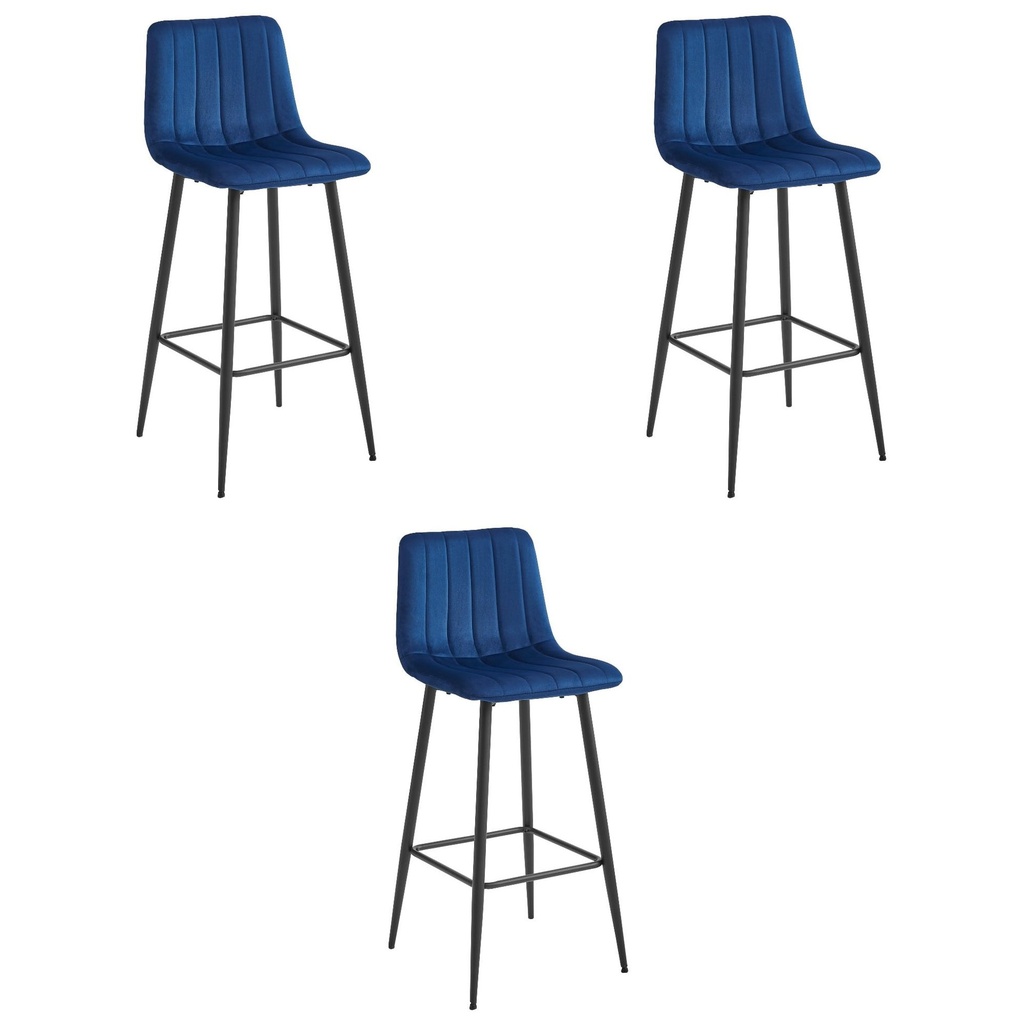 [model_3859_3-POZZA-MARY87] POZZA Hocker – marineblauer Samt / schwarze Beine x 3