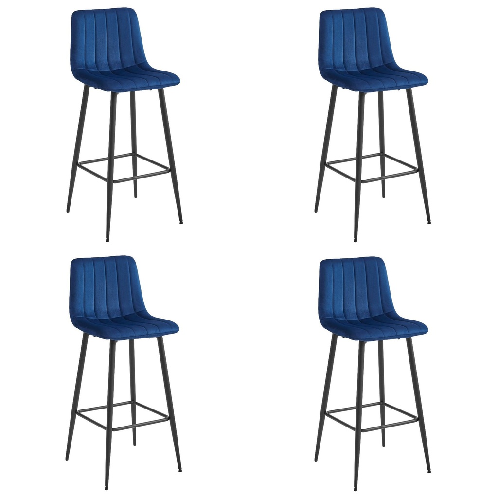 [model_3859_4-POZZA-MARY87] POZZA-Hocker – marineblauer Samt / schwarze Beine x 4