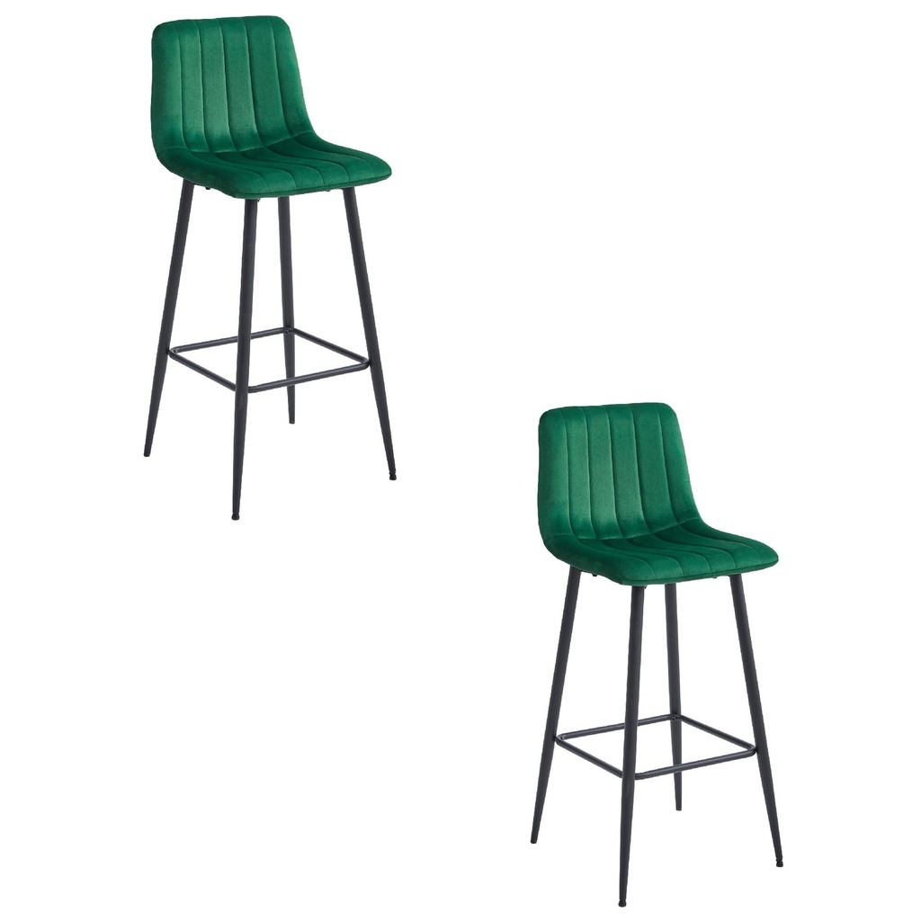 [model_3860_2-POZZA-MARY87] POZZA Hocker – dunkelgrüner Samt / schwarze Beine x 2