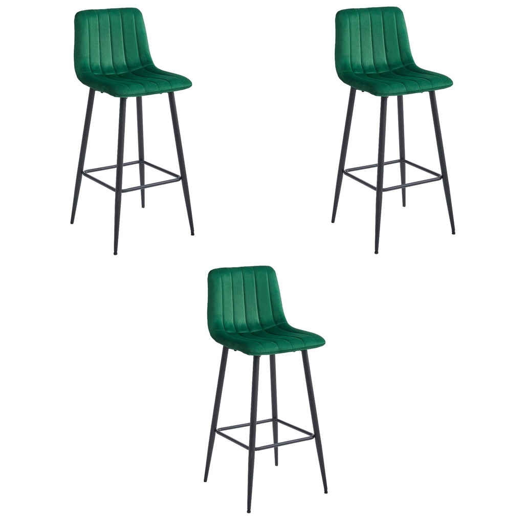 [model_3860_3-POZZA-MARY87] POZZA Hocker – dunkelgrüner Samt / schwarze Beine x 3