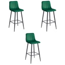 POZZA Hocker – dunkelgrüner Samt / schwarze Beine x 3