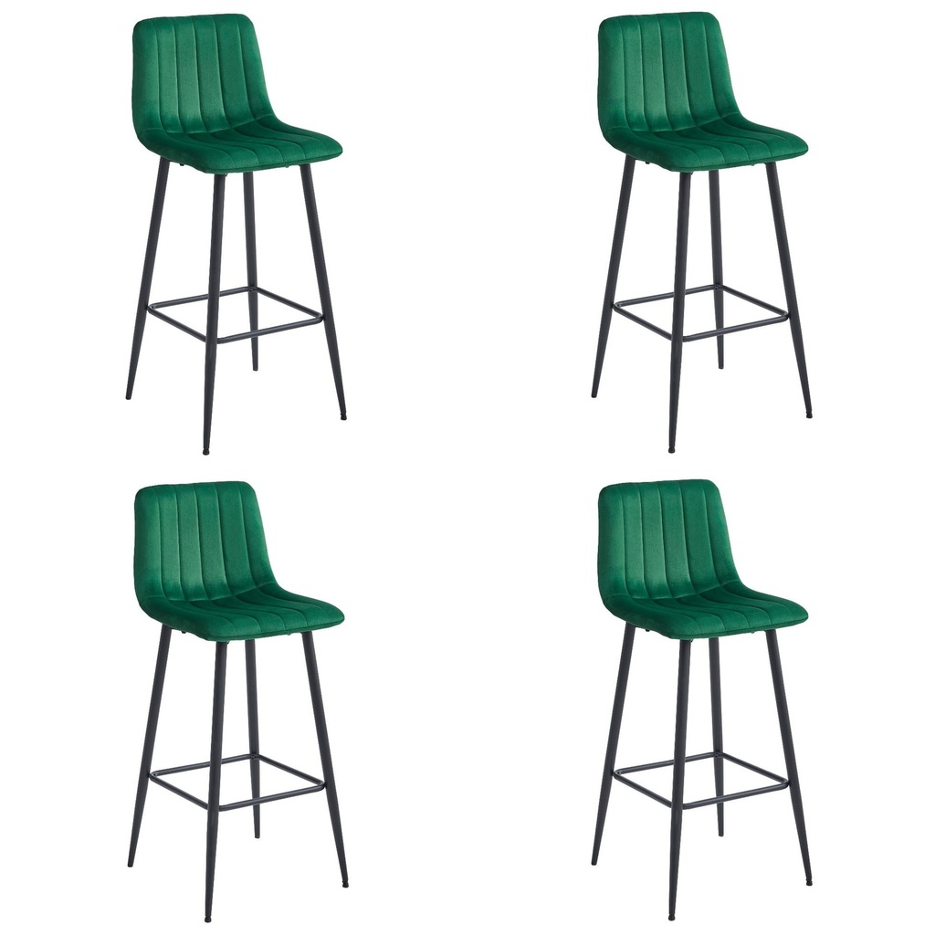 [model_3860_4-POZZA-MARY87] POZZA Hocker – dunkelgrüner Samt / schwarze Beine x 4