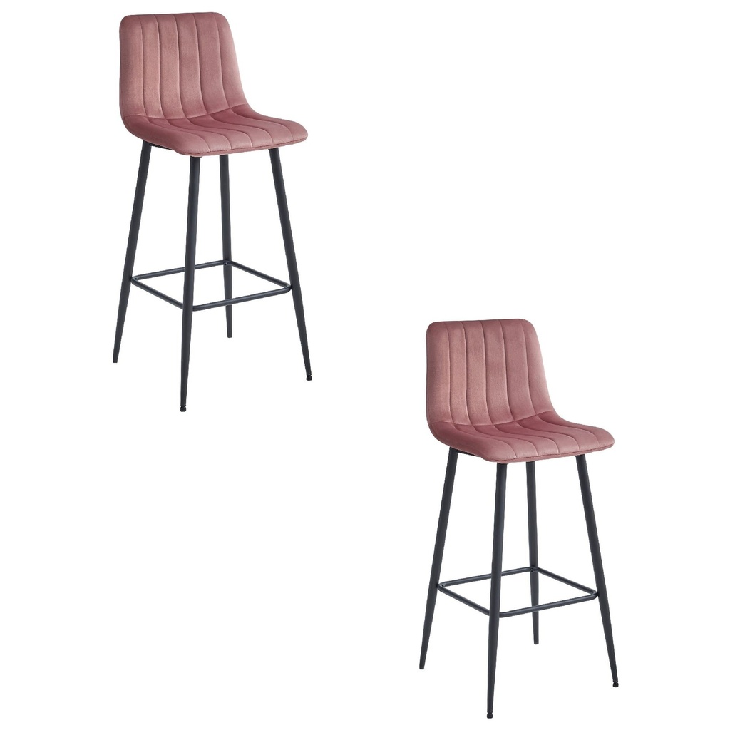 [model_3861_2-POZZA-MARY87] POZZA Hocker – dunkelrosa Samt / schwarze Beine x 2