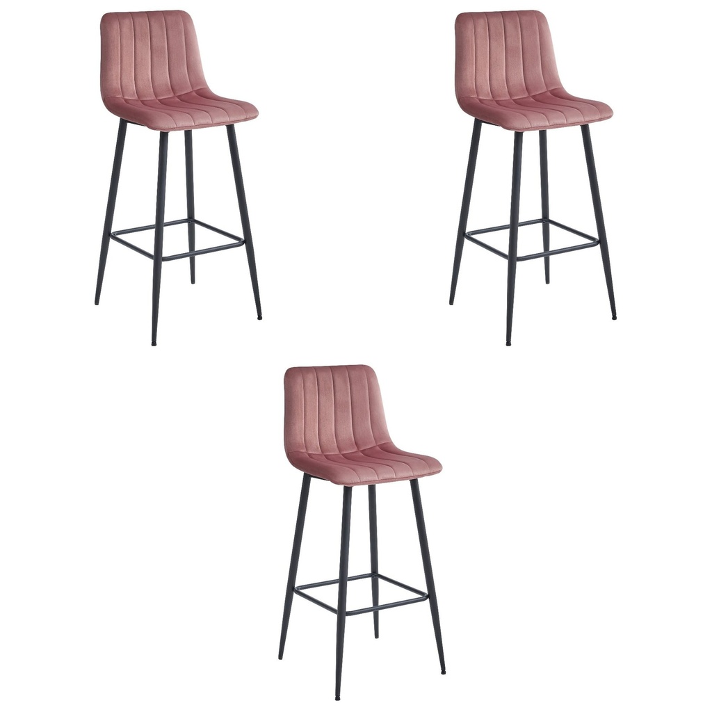 [model_3861_3-POZZA-MARY87] POZZA Hocker – dunkelrosa Samt / schwarze Beine x 3