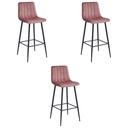 POZZA Hocker – dunkelrosa Samt / schwarze Beine x 3