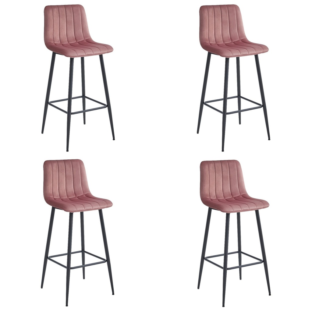 [model_3861_4-POZZA-MARY87] POZZA Hocker – dunkelrosa Samt / schwarze Beine x 4
