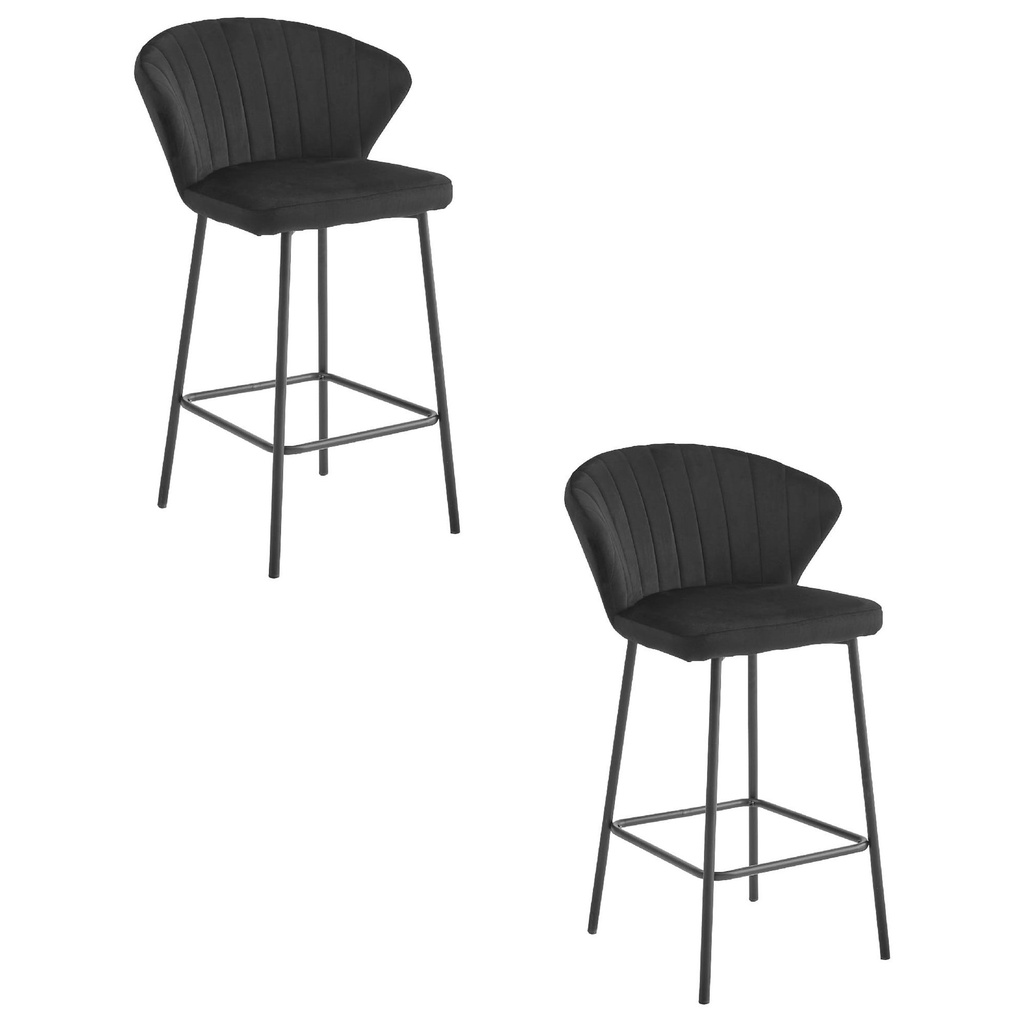 [model_3862_2-GATTA-NIRY88] GATTA-Hocker – schwarzer Samt / schwarze Beine x 2