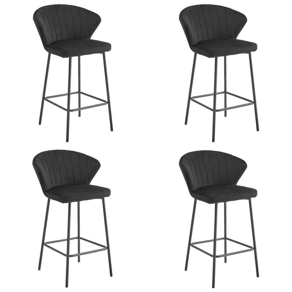 [model_3862_4-GATTA-NIRY88] GATTA Hocker – schwarzer Samt / schwarze Beine x 4
