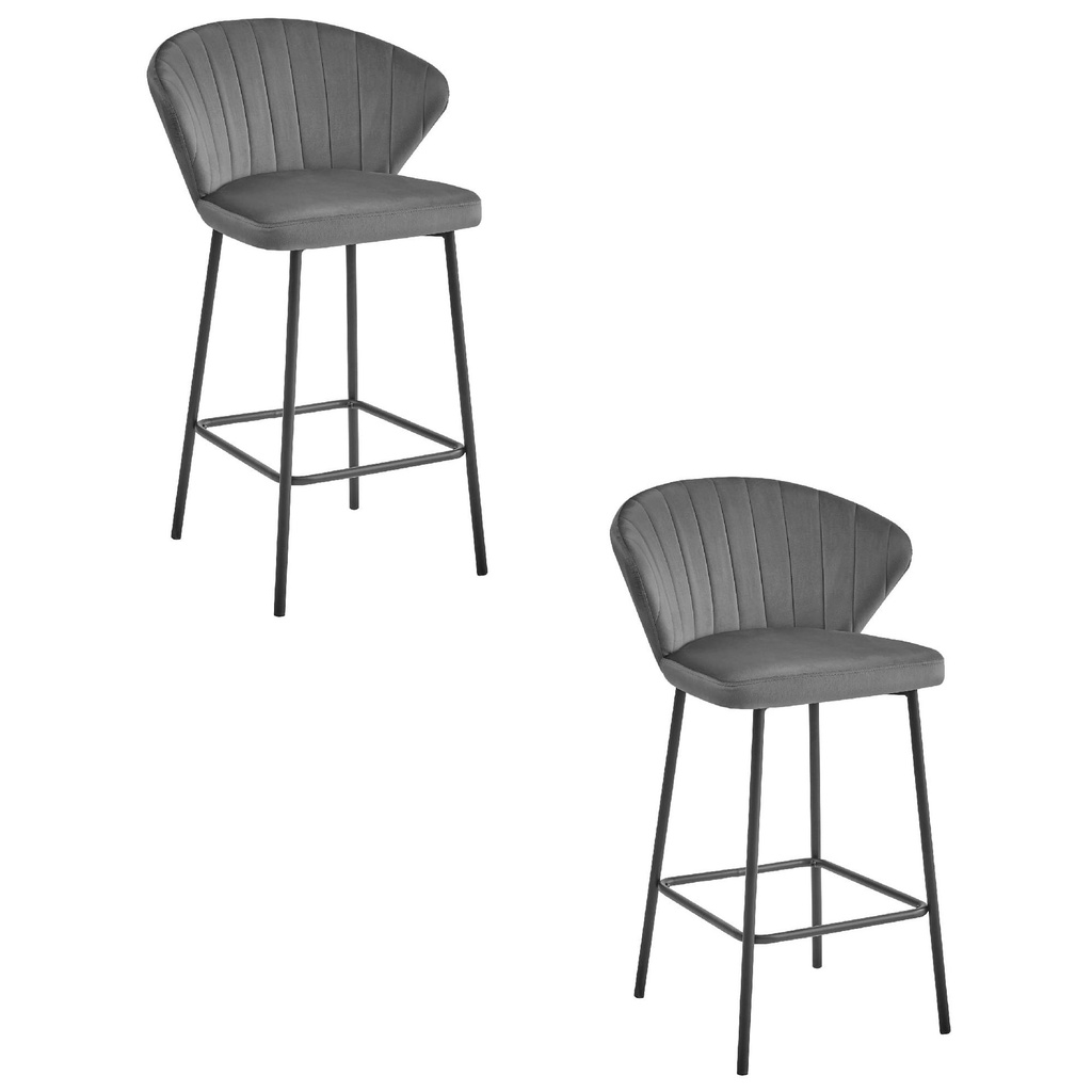 [model_3863_2-GATTA-NIRY88] GATTA Hocker – dunkelgrauer Samt / schwarze Beine x 2