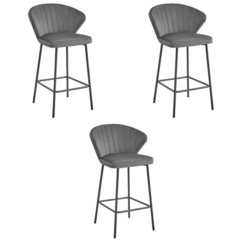 [model_3863_3-GATTA-NIRY88] GATTA-Hocker – dunkelgrauer Samt / schwarze Beine x 3