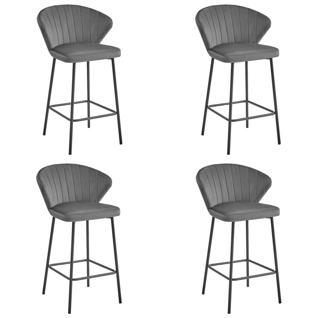 [model_3863_4-GATTA-NIRY88] GATTA Hocker – dunkelgrauer Samt / schwarze Beine x 4