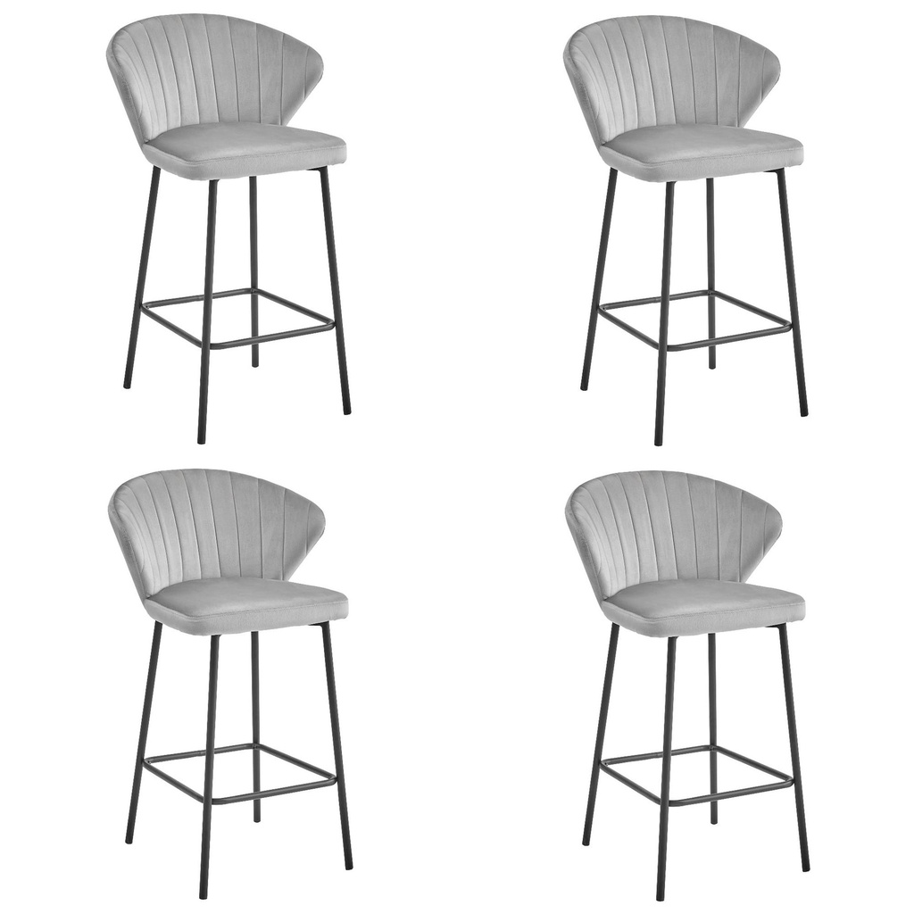 [model_3864_4-GATTA-NIRY88] GATTA Hocker – silbergrauer Samt / schwarze Beine x 4