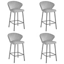 GATTA Hocker – silbergrauer Samt / schwarze Beine x 4