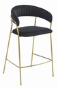 BADIA Hocker – schwarzer Samt / goldene Beine x 1