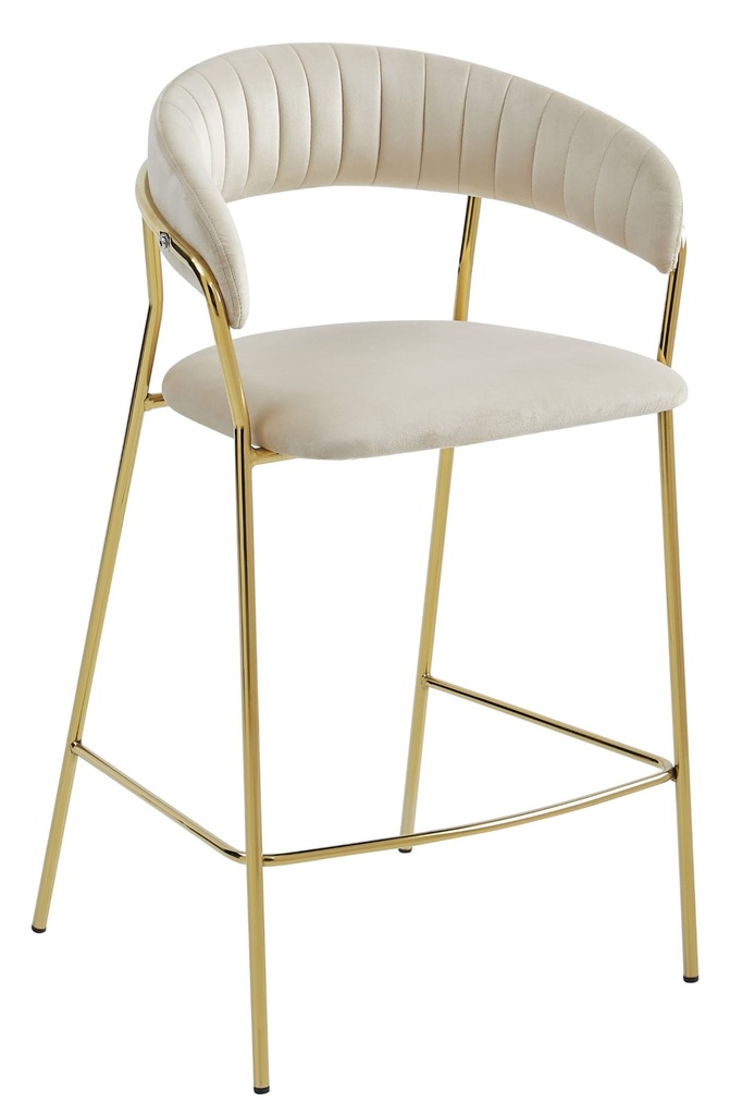 [model_3867_1-BADIA-CIAX89] BADIA Hocker – beige Samt / goldene Beine x 1
