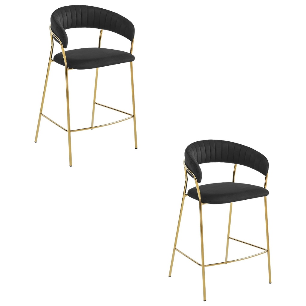 [model_3866_2-BADIA-CIAX89] BADIA Hocker – schwarzer Samt / goldene Beine x 2