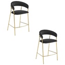 BADIA Hocker – schwarzer Samt / goldene Beine x 2