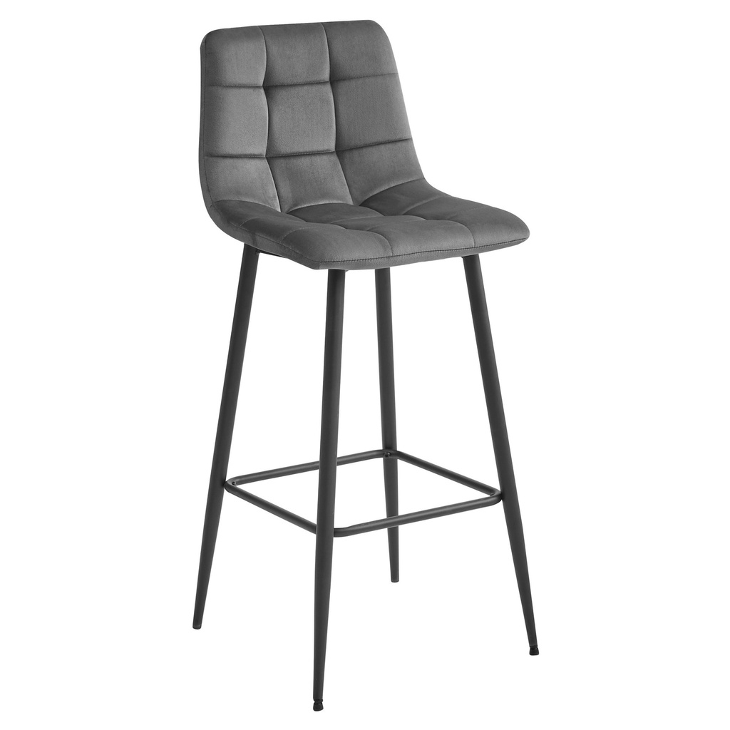 ARCETO Hocker – dunkelgrauer Samt / schwarze Beine x 1