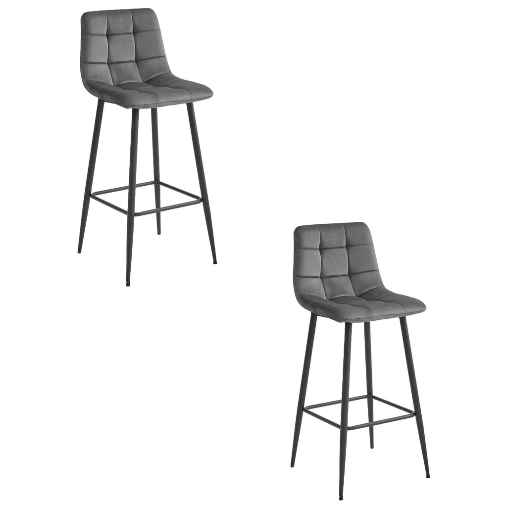 [model_3851_2-ARCETO-MONX86] ARCETO Hocker – dunkelgrauer Samt / schwarze Beine x 2