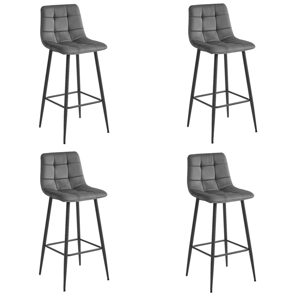 ARCETO Hocker – dunkelgrauer Samt / schwarze Beine x 4