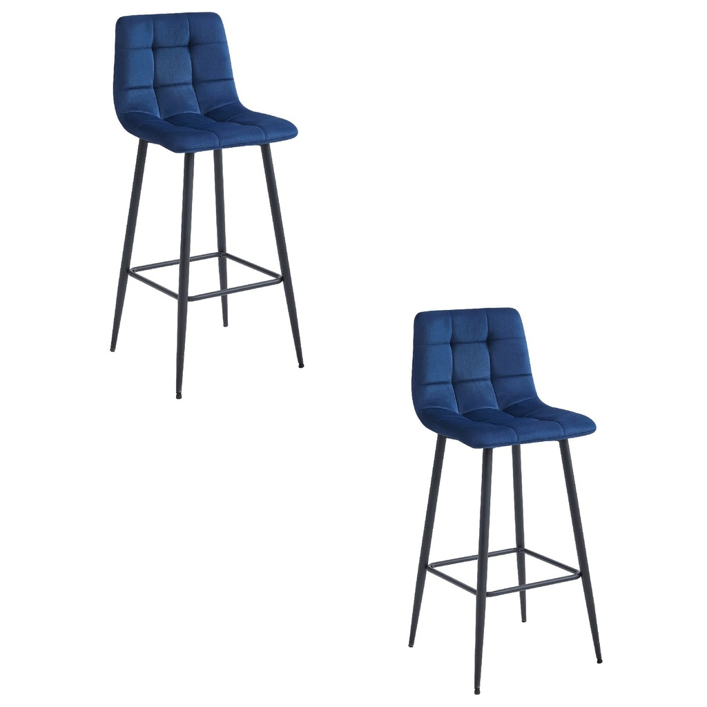 [model_3853_2-ARCETO-MONX86] ARCETO Hocker – marineblauer Samt / schwarze Beine x 2