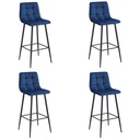 ARCETO Hocker – marineblauer Samt / schwarze Beine x 4